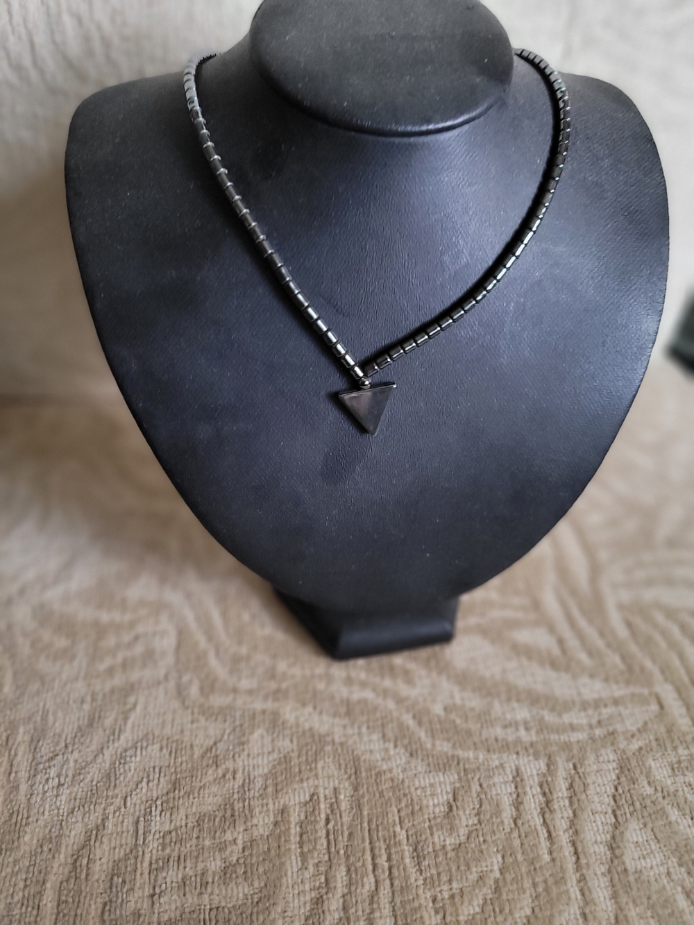 Black Hematite Triangle Pendant Necklace - Women Jewelry